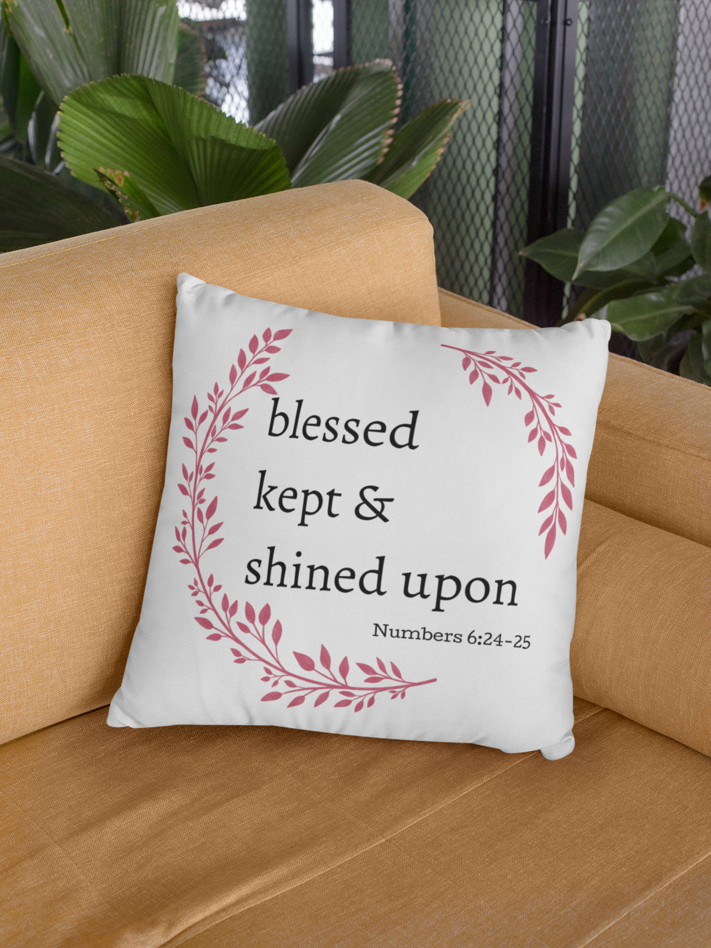 Blessed, Kept, Shined Upon Throw Pillow